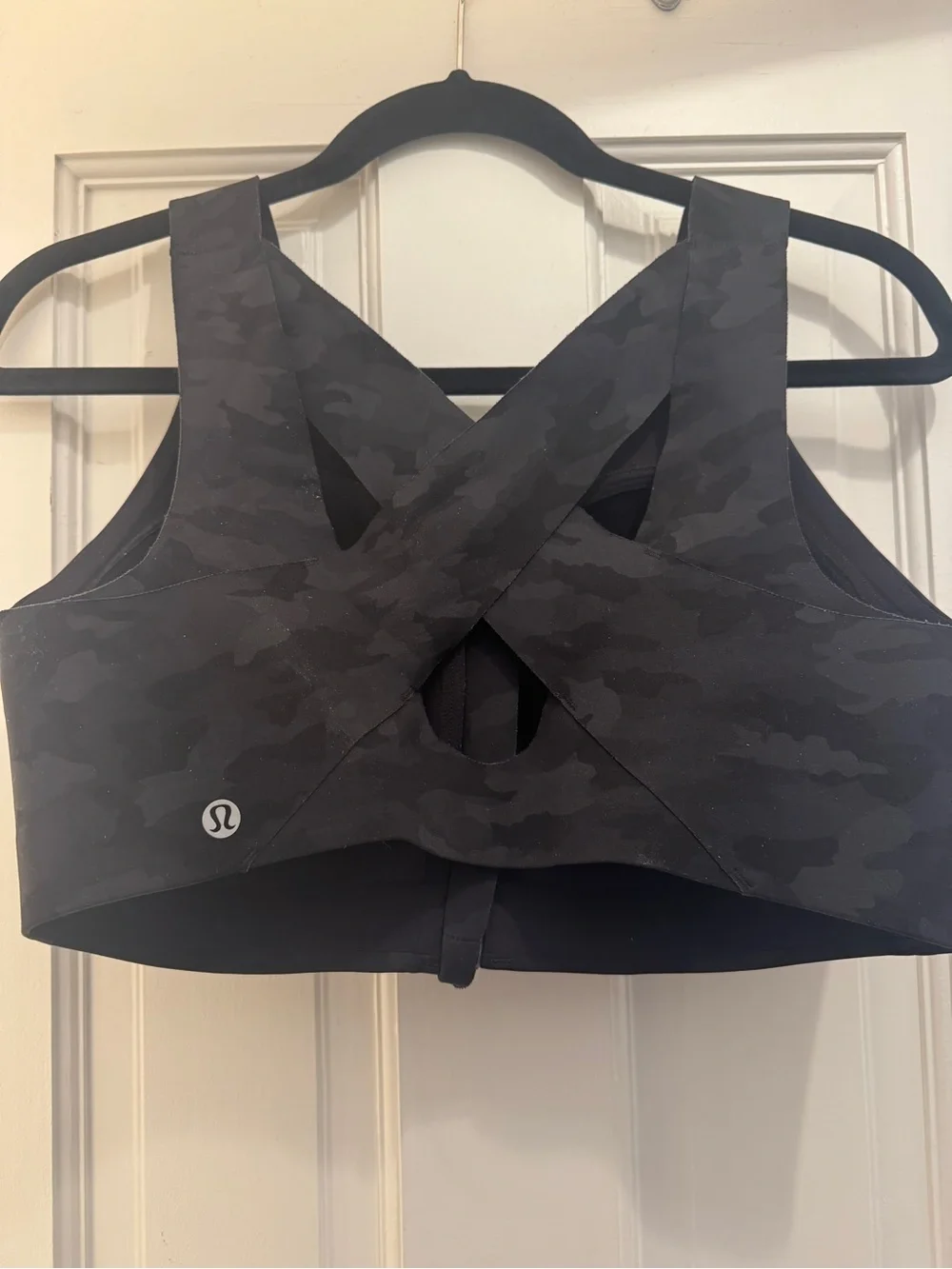 Lululemon Black Camo Front-Zip Sports Bra
